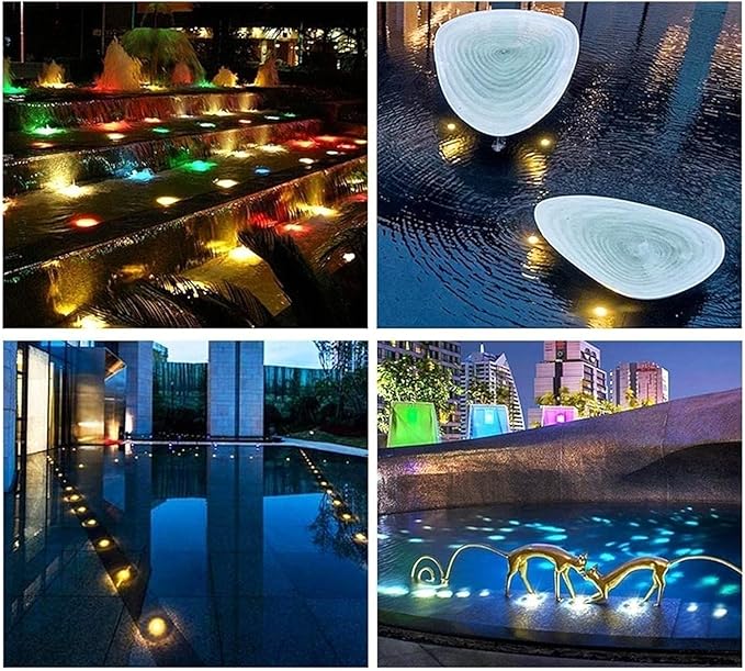 LED Underwater Fountain Light - RGB Color Change Outdoor Spotlights with RF Remote Control Recessed Spotlight IP68 Waterproof Buried Garden Lamp LED Underwater Recessed Spotlight(6w12v)