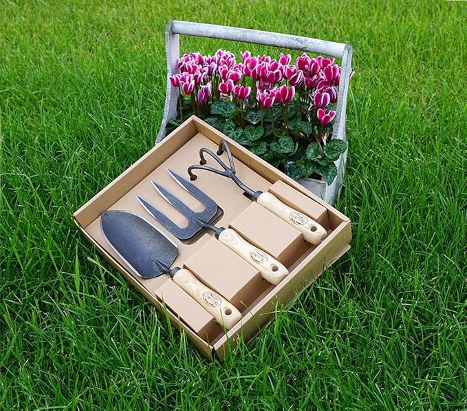 Dewit 3-Piece Tool Gift Set with 3-Tine Cultivator Forged Trowel and Forged Hand Fork