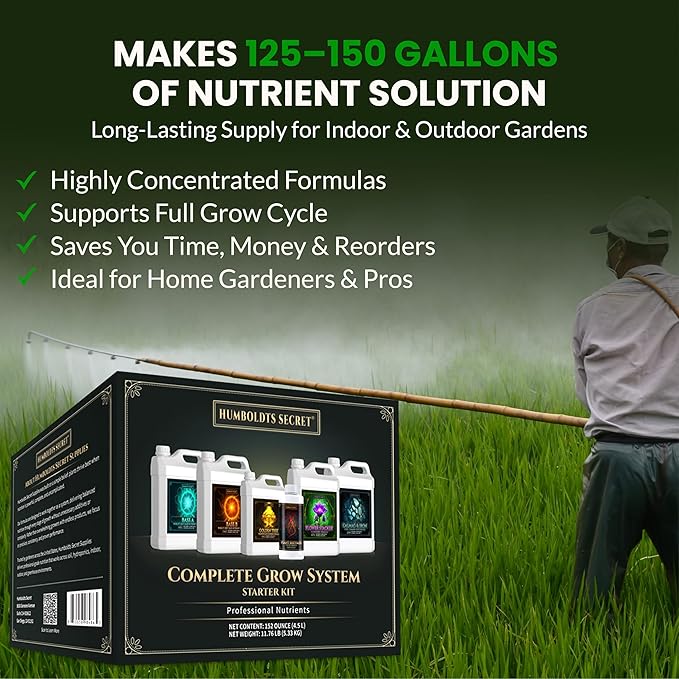Humboldts Secret Starter Kit Pack | Indoor and Outdoor Plant Fertilizer and Hydroponic Nutrients | Base A &amp B CalMag and Iron Golden Tree Flower Stacker Plant Enzymes | Complete Garden System