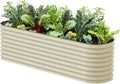 Vego garden 26 Extra Tall Raised Garden Bed Kits 9 in 1 Modular Raised Planter Box for Vegetables Flowers Fruits Oval Metal Raised Garden Pearl White