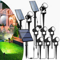T-SUNUS Solar Garden Spot Lights LED Landscape Light Outdoor IP65 Waterproof 9.8ft Cable Separated Panel Auto ON/Off for Garden Driveway Pathway Pool Area (White 6000K)