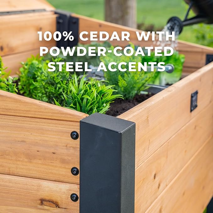 Backyard Discovery Aggie 4' x 2' Cedar Wood Cold Frame Portable Mini Greenhouse Raised Garden Planter with Temperature-Activated Polycarbonate Lid Mesh Drainage for Year-Round Outdoor Gardening