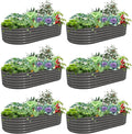 A ANLEOLIFE 6 Pcs 8X4X1.5 ft Oval Large Galvanized Raised Garden Beds Outdoor for Planting Vegetables Flowers Herb Quartz Grey