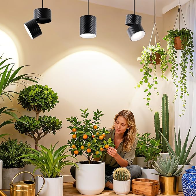 Hanging Indoor Plant Growth lamp 25W Full Spectrum Adjustable Angle Plant lamp Suitable for Indoor Foliage Plant Auxiliary Lighting Meat Quality Flowers 2700k-6500K (Black)