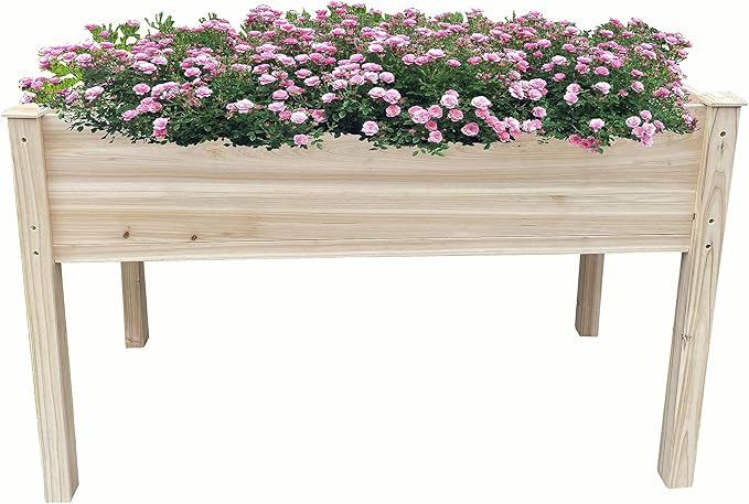 BTExpert 4ft Wooden Raised Garden Bed with Legs 48x24x30in Elevated Planter Box Stand for Vegetable Flower Backyard Patio Balcony Large Wood Raised Beds Liner Outdoor - 30 in Height