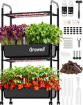 Large Hydroponics Growing System Kit Vertical Indoor Herb Garden Kit with LED Grow Light &amp Independent Water Pump 28L Movable Indoor Planter Perfect Gardening Gifts (2 Tier-54 Pods Black)