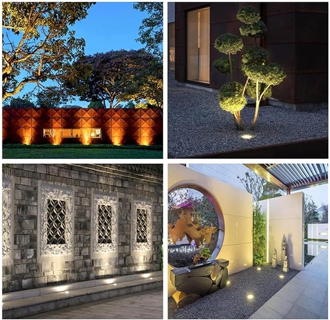 Underground Light LED - IP66 Waterproof AC Garden Recessed Underground Light LED Recessed Spotlight Suitable for Deck Channel Stair Step Landscape Lighting toBlanc 6W