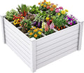 YITAHOME 4x4x2 FT Plastic Raised Garden Bed Kit Large Outdoor Above Ground Planter Box with Growth Grid for Plants Vegetables and Flowers Easy Installation White