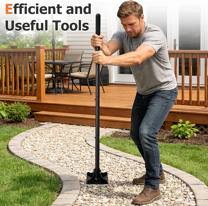 Tamper Tool 59 Inch Heavy Duty Metal Garden Tool for Leveling Soil GravelDriveway Garden YardLong Handle Tamper Tool with Comfortable Grip