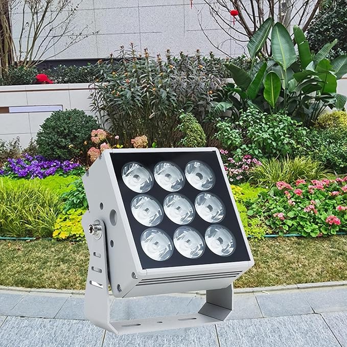 LED Garden Spotlights - Waterproof IP65 Outdoor Floodlight 110-230V Long Distance LED Beam Light for Buildings Villas Patios - Red Landscape Lighting