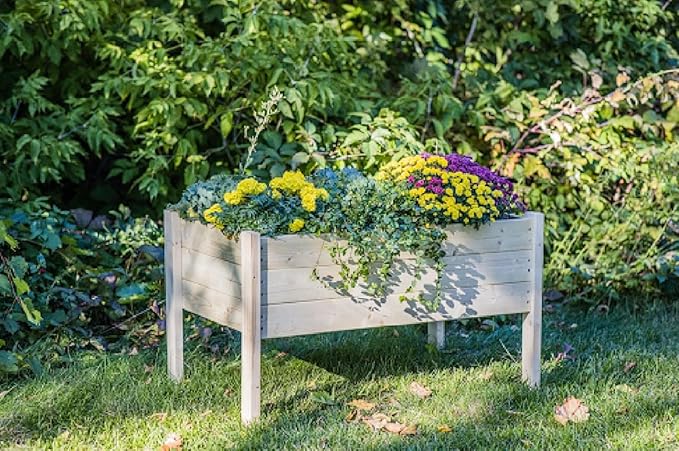 Zylina Wood Raised Garden Bed - L 38x24x22 Raised Planter Boxes for Outdoor with Legs Garden Beds Outdoors Grow Healthy Vegetables Herbs and Beautiful Flowers on Patio Balcony or Backyard.