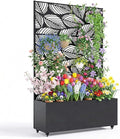 Metal Planter Box with Trellis 47X16X71 Raised Garden Bed w/Wheels Galvanized Metal Privacy Screen for Climbing Plants Vegetables Vines Patio Planters with Drainage Holes 16 Deep Bed