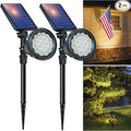 DBF Solar Lights Outdoor 600LM Solar Spotlights Outdoor Waterproof 2 Brightness Mode Adjustable 18 LED Flag Pole Light for Garden Yard Patio Landscape Driveway Garage Pool(Warm White 2 Pack)