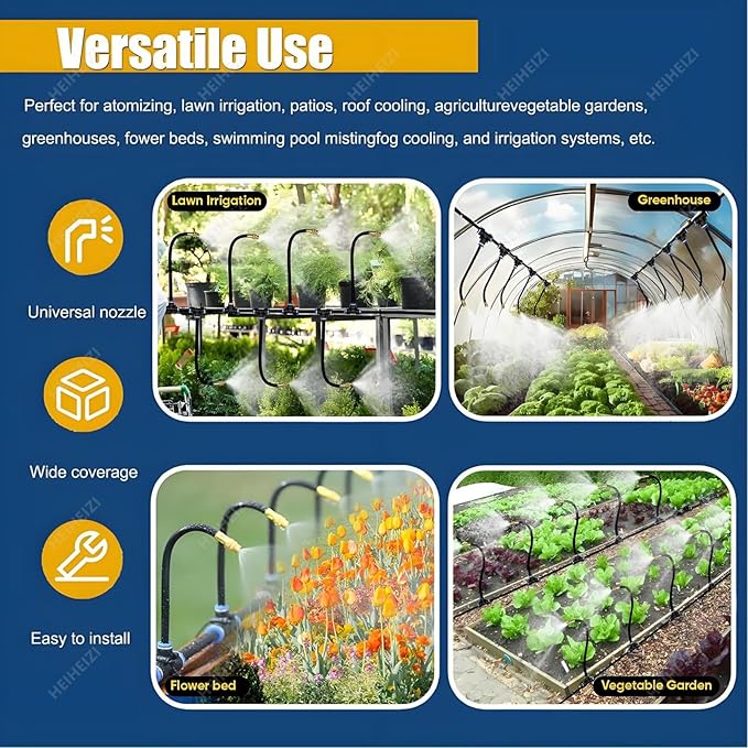 Drip Irrigation System KitAutomatic Garden Watering System for GreenhouseLawnRaised BedFlower BedMicro Misting Plant Sprinkler System with Irrigation TubingAdjustable Drip Emitters40m/131ft
