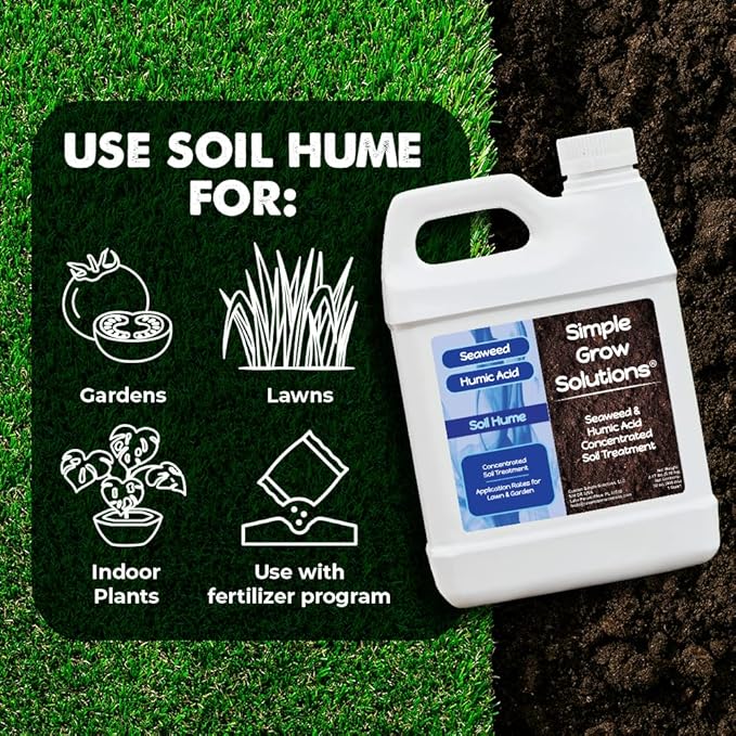 Organic Super Seaweed Humic Acid Blend- Liquid Sea Kelp for Grass and Plants - Soil Hume - Simple Grow Solutions- Natural Lawn &amp Garden Concentrate- Use with Fertilizer Program (32 Ounce)