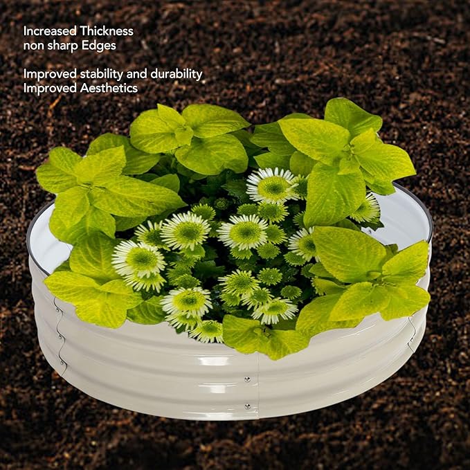 Fockety Garden Raised Bed Kit with Planter Rust Resistant Thick Raised Bed Kit with Smooth Edges Open Base for Outdoor Use (Ivory White) Focketyhycqu281z5-12
