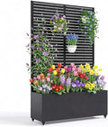 Galvanized Metal Planter Box with Trellis 47X16X71 Raised Garden Bed (with/Without Wheels) Privacy Screen for Climbing Plants Veggies &amp Vines Patio Planter with Drainage Holes 16 Deep