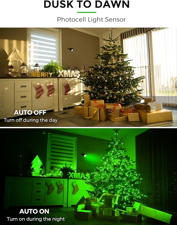 L LOHAS LED Green Christmas Spotlight 2pack+3000K Warm White Spotlight 2pack