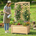DoCred Raised Garden Bed with Trellis 30 L x 16 W x 59 H Elevated Freestanding Planter Box for Climbing Plants Outdoor Wooden Privacy Screen with Garden Box for Backyard Patio Balcony Decor