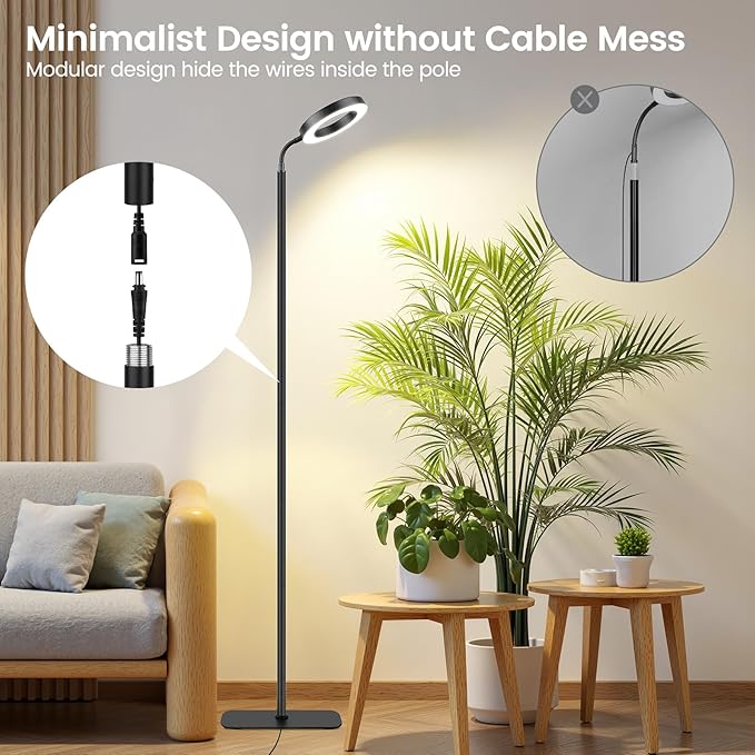 Plant Grow Light for Indoor Full Spectrum Dual Heads Grow Light 66.5in Extendable Stand144 LEDs10-Level Dimmable Auto Timer Adjustable Gooseneck Floor Lamp for Tall Large Plants
