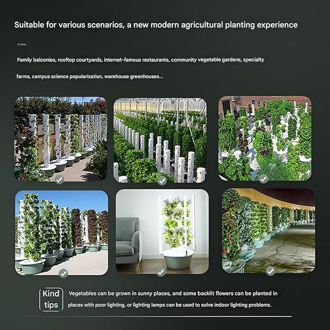 5/7/9-Layer Vertical Hydroponic Tower Indoor/Outdoor Hydroponics Growing System Kit for Fruits Vegetables Herbs with Water Pump