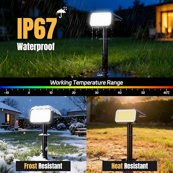 Solar Spot Lights Outdoor [4 pack/118 LED] 4 Modes Auto On/Off Solar Landscape Spotlights Ip67 Waterproof Solor Powered Pathway Lights for Outside Yard Garden Walkway Tree Patio (Cool White)
