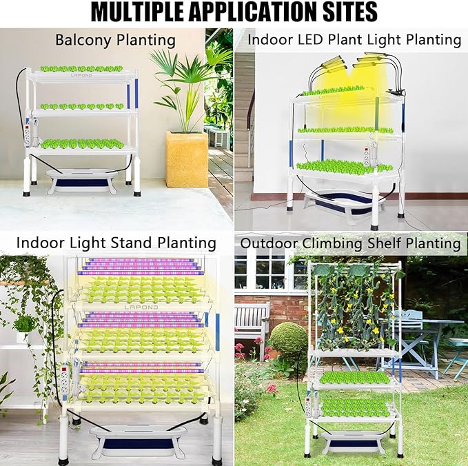 Upgraded Hydroponics Growing System Kit 108 Plant Sites with Plant Climbing Frame