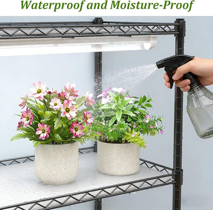 Plant Stand with Grow Light 6-Tier DIY Plant Shelf with Grow Lights for Seedlings Greenhouse Indoor 8 Pack 5000K 192W LED Full Spectrum Growing Lamp with Rack Wheel 29x13.5x73.5