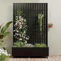Casaphoria Metal Raised Garden Bed with Trellis and Wheels 72x47x16 Planter Box for Climbing Plants Vegetables &amp Vines Features Drainage Holes and Privacy Screen (Black)