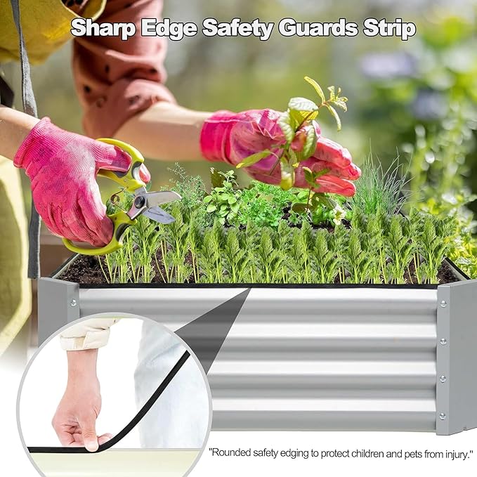 porayhut 6'x3' Raised Garden Bed Pack of 2Kit Easy Set-up Planter Box for Vegetable FruitMetal Galvanized Large Size Raised Bed