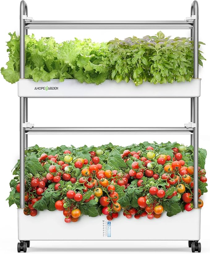 Indoor Garden Hydroponics Growing System 60 Pods Vertical Garden with LED Grow Light - Plant Germination Kit Aeroponic Veggie Flower Fruit Growth with Smart Socket &amp Pump System for Home