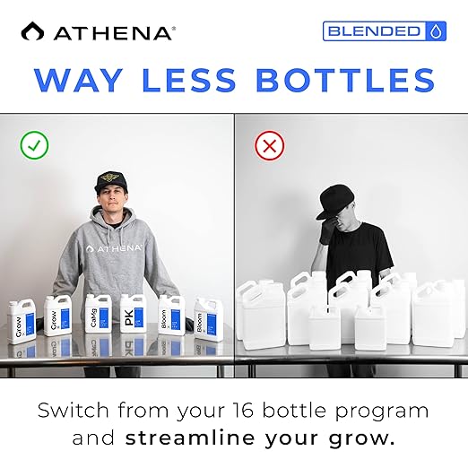 Athena Blended Grow A&ampB | 2-Part Vegetative Liquid Fertilizer for Hydroponics &amp Soil | Plant Food for Veg Stage Growth | NPK A 4-0-1 | B 1-3-5 | 32 Ounce