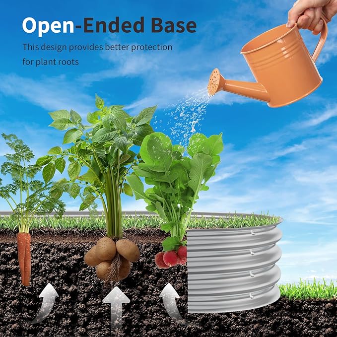 Metal Oval Raised Garden Beds(Silver) 6 × 3 × 1ft Galvanized Raised Garden Bed Kit Outdoor with Safety Edging Large Raised Planter Boxes for Gardening Vegetables and Flowers