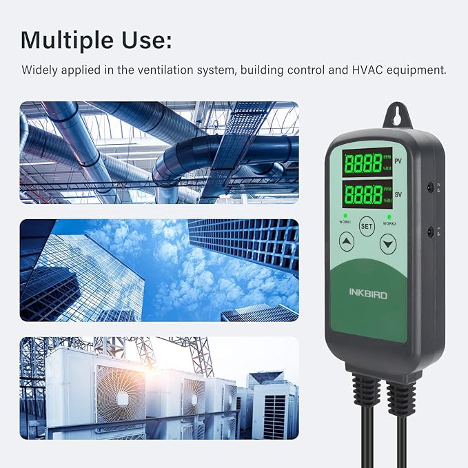 Inkbird ICC-500T CO2 Controller CO2 Meter Carbon Dioxide Controller for Grow Room and CO2 Generator with CO2 Sensor for Home Grower (CO2 Controller + S01 Sensor)