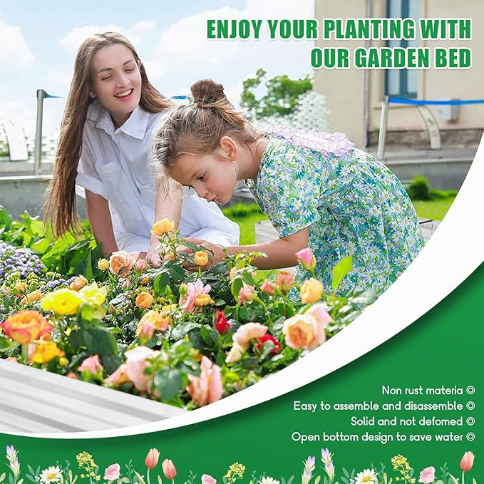 Galvanized Garden Bed Outdoor Raised Garden Bed for Vegetables Flowers and Herbs Planting Boxes Metal Planter Boxes Large Galvanized Steel Raised Bed Kit 6x3x1ft Planter Raised Beds