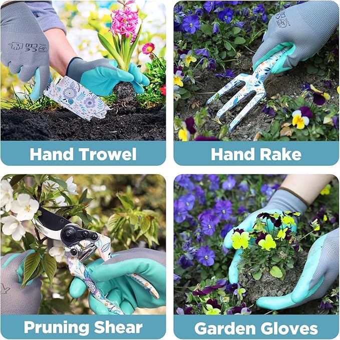 WORKPRO 5PCS Garden Tool Set Aluminum Heavy Duty Gardening Tool Set with Bag Outdoor Garden Hand Tools Gardening Gifts