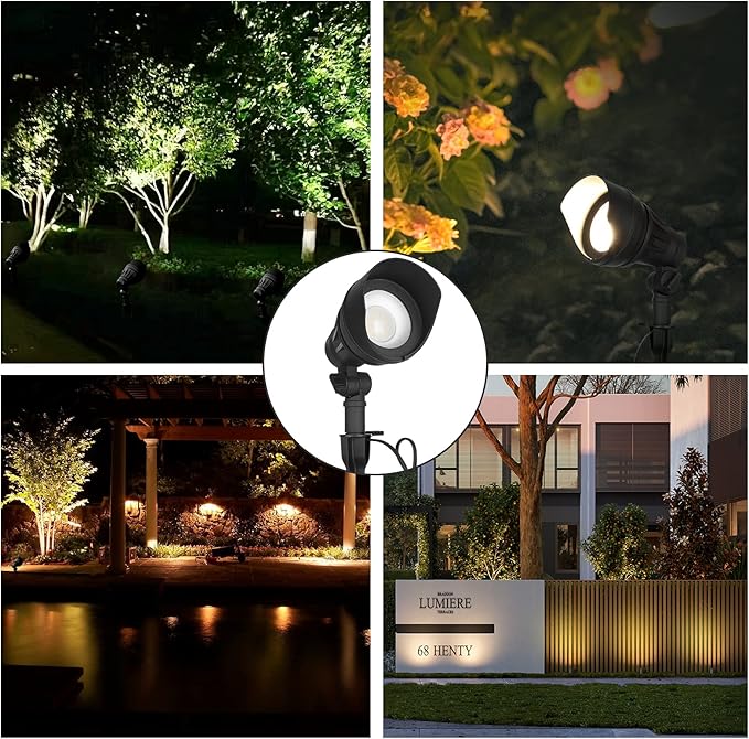 DEWENWILS LED Low Voltage Landscape Lights 14W 540LM 3000K 12V Aluminum Outdoor Spotlight IP65 Waterproof Landscape Lighting for Yard Garden House Tree Lawn 4 Pack