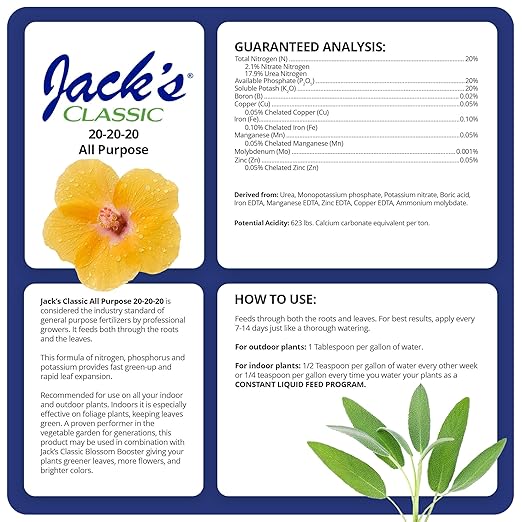 Jack's Classic 20-20-20 All Purpose Water-Soluble Fertilizer with Micronutrients to Provide General Growth on All Plants 1.5lbs 3 Pack