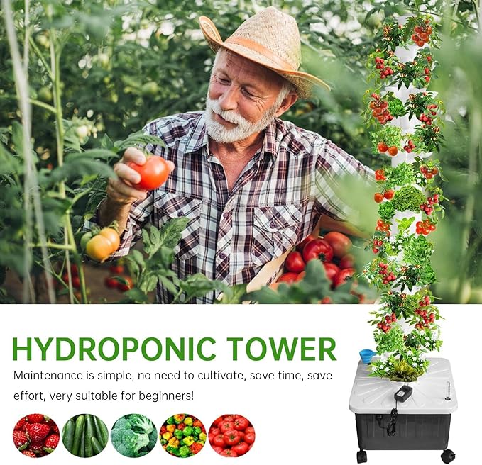 Vertical Hydroponic Garden Tower Hydroponic Cultivation System Indoor Vertical Farming Planter Intelligent Garden with Automated Watering for Domestic Indoor Gardening Setup