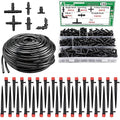 100FT 1/4 Drip Irrigation System Kit Automatic Watering System DIY Automatic Irrigation Equipment Set for Greenhouse Garden Yard Lawn