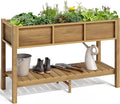YITAHOME Raised Garden Bed Outdoor HDPE with Shelf 48x18x30in Poly-Wood Weather-Resistant Elevated Planter Box with Legs for Vegetable Flower Herb Garden Bed for Backyard Balcony Garden Brown