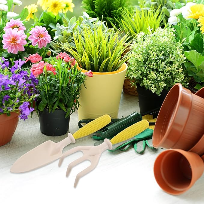 Garden Hand Trowel and Rake Tool Set for Planting Small Gardening Shovel with Measuring Scale Sturdy Outdoor Digging Tools for Garden Beds and Flower Planting