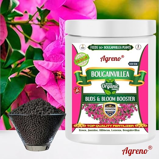 Agreno® Bougainvillea Buds and Bloom Booster Essential Organic Powerful Fertilizer Granule for Overall Fast Growth and Heavy Flowering of Bougainvillea Plants. (450 gm)