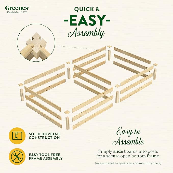 Greenes Fence Original Pine Raised Garden Bed 4' x 8' x 10.5 - Made in USA with American Pine
