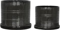 S2 1012 Textured Planter W Saucer Black