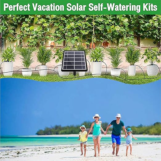aqxreight Solar Automatic Drip Irrigation Kit System Solar Powered Auto Irrigation Set with 15 Drippers Which is Wear to of SystemSolar Automatic Drip Kit