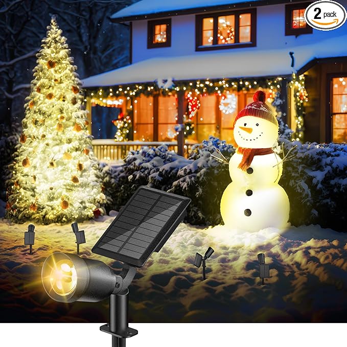 Solar SpotLights Outdoor 2 Pack Solar Spot Lights Outdoor Waterproof IP65 with 3 Lighting Modes for Garden Landscape Pathway Pool Area Tree Decor