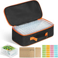 FACULX 15 Slots Seed Storage Box with 20 Seed Envelopes Large Capacity Seeds Organizer Container with Zipper Bag Label Stickers Seeds Saving Container for Garden Vegetable and Flower (Orange)