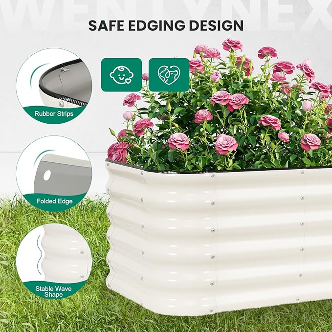 4×2×1.4FT Galvanized Raised Garden Bed Outdoor Metal Raised Garden Bed Kit Large Planter Raised Beds 3 In1 Modular Raised Planter Box OutdoorRaised Beds for Gardening for Vegetables Flowers Herbs