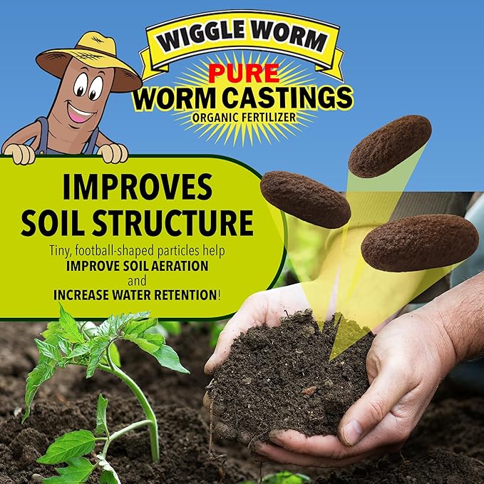 100% Pure Organic Mineral-Dense Worm Castings Fertilizer 15lbs - Improves Soil Fertility and Aeration for Growing Better Houseplants Vegetables and More